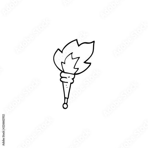 line drawing cartoon flaming torch