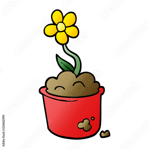 cartoon doodle flower pot