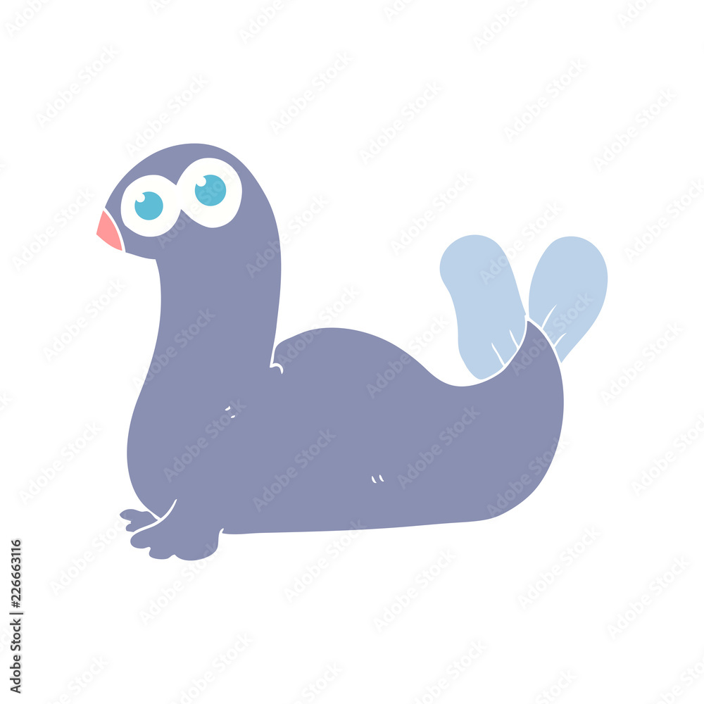 flat color illustration of a cartoon seal flat color illustration of a cartoon seal