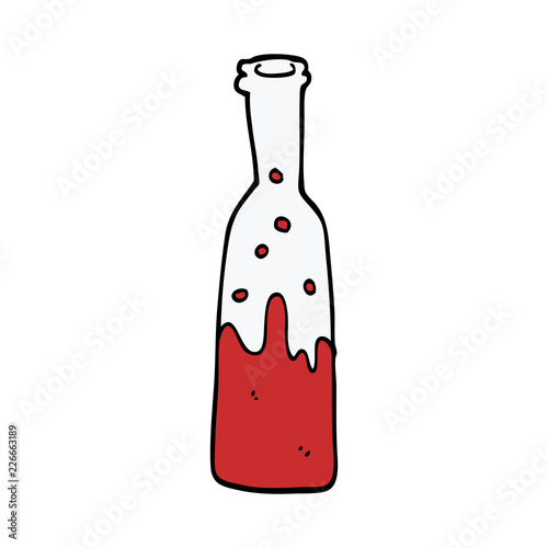 cartoon doodle bottle with sloshing wine