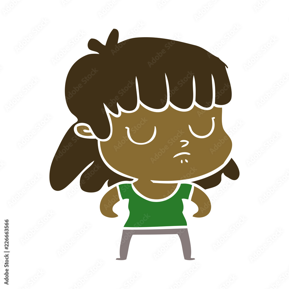flat color style cartoon indifferent woman flat color style cartoon indifferent woman