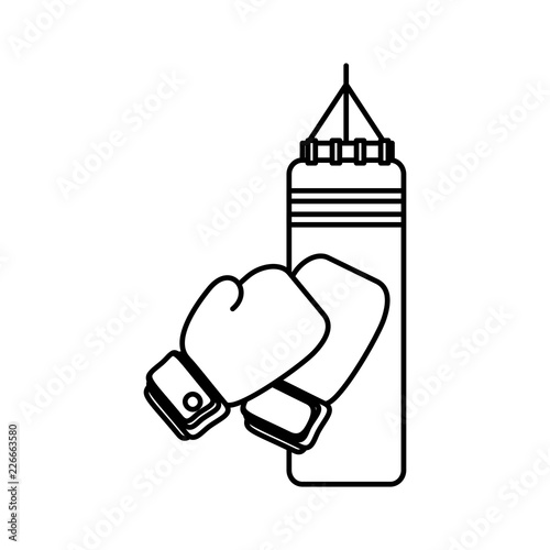 boxing sport gloves and pushbag