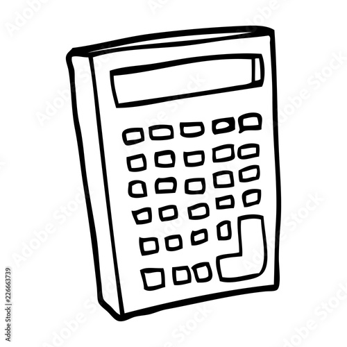 line drawing cartoon of a calculator