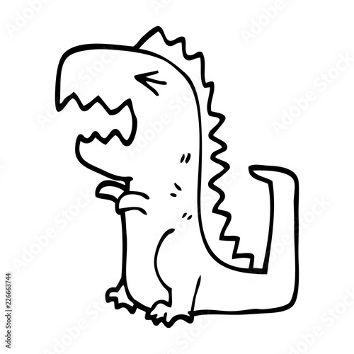 line drawing cartoon roaring t rex