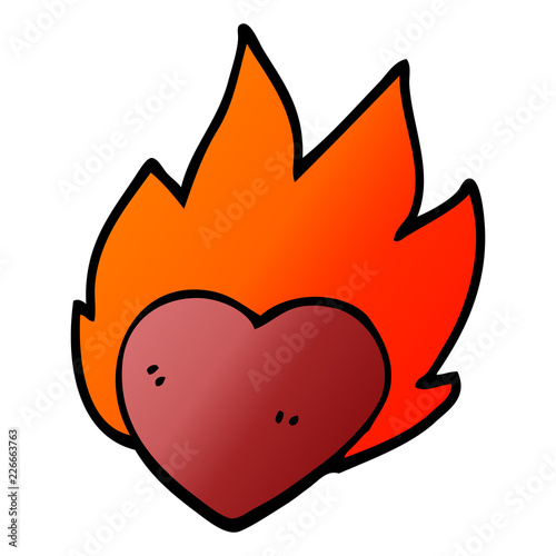 cartoon doodle flaming heart