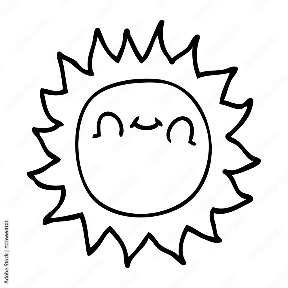 line drawing cartoon happy sunshine