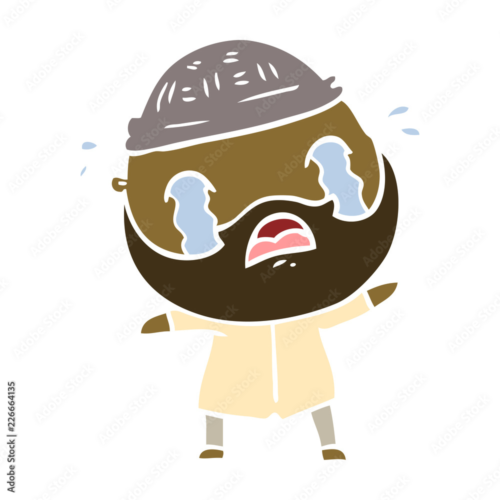 flat color style cartoon bearded man crying flat color style cartoon bearded man crying
