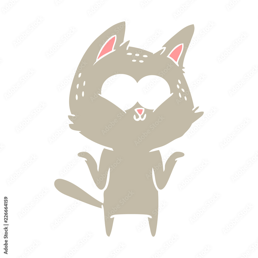 flat color style cartoon cat shrugging shoulders flat color style cartoon cat shrugging shoulders