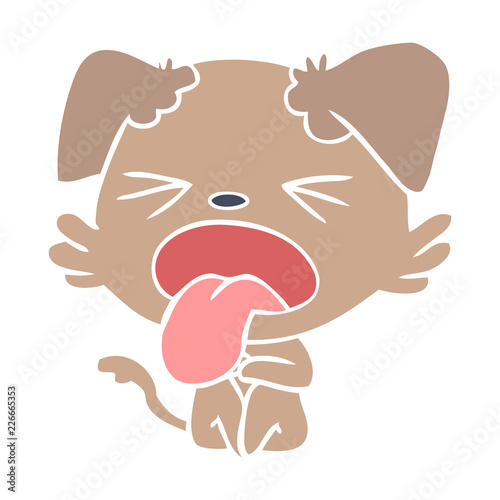 flat color style cartoon disgusted dog sitting