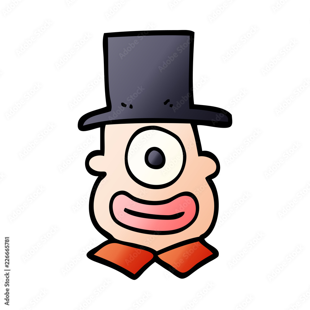 cartoon doodle cyclops in top hat