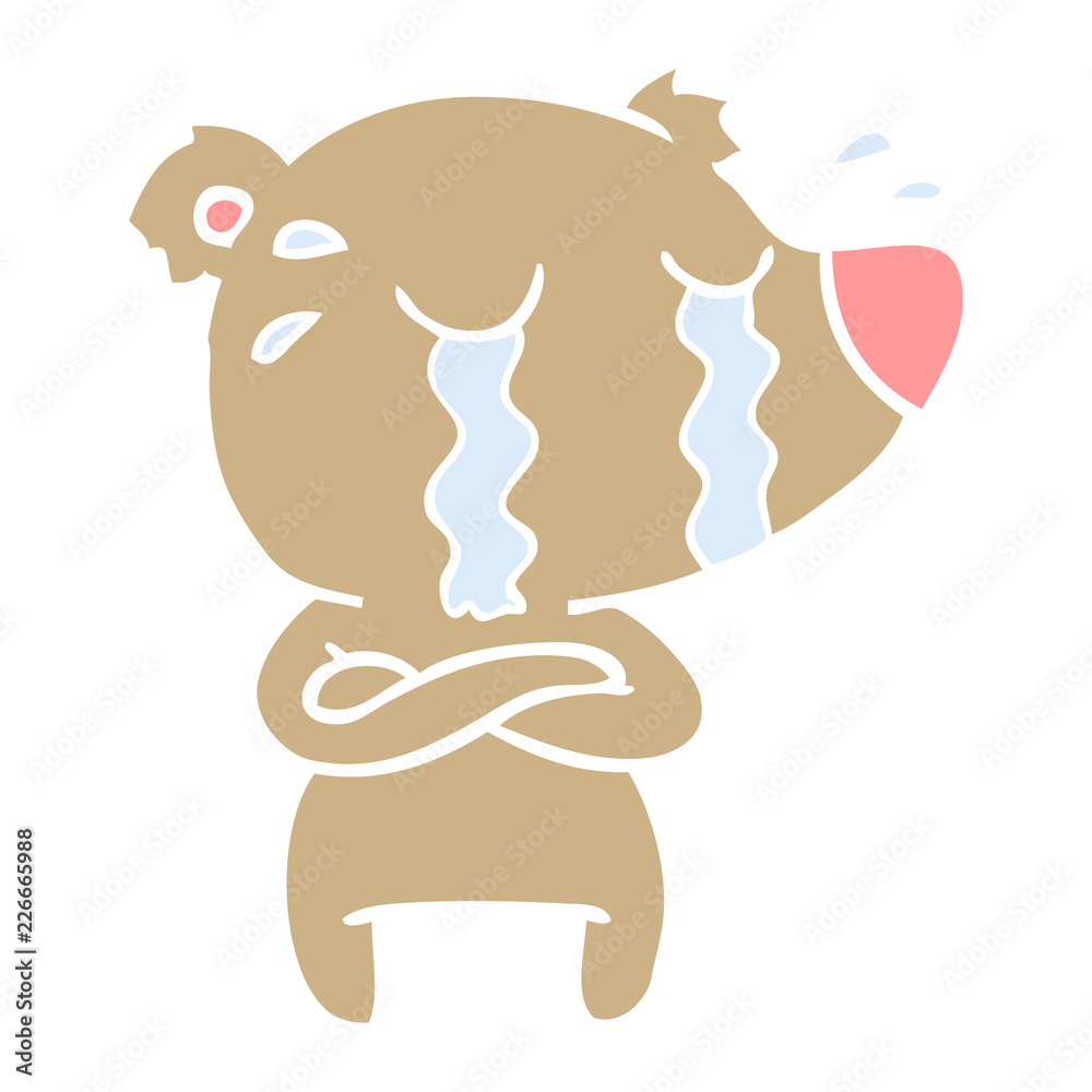 Fototapeta premium flat color style cartoon crying bear