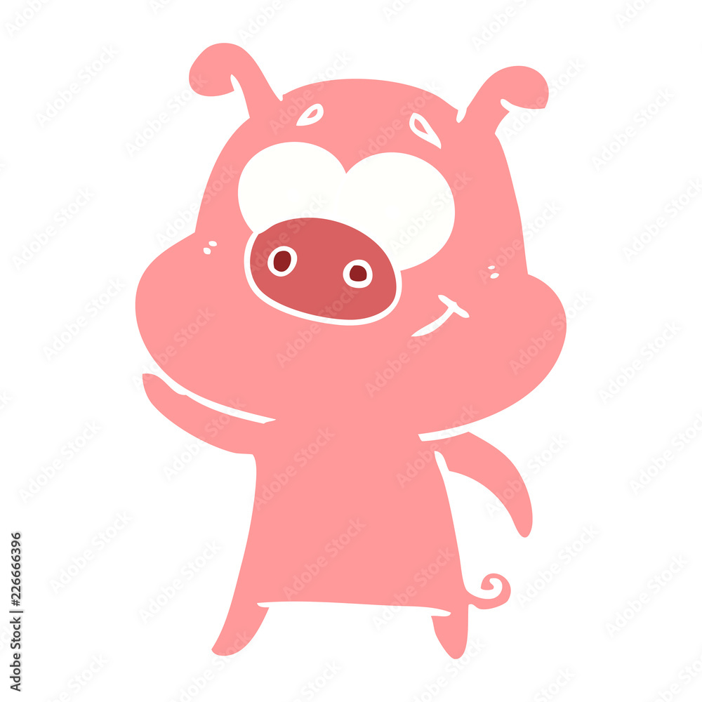 happy flat color style cartoon pig happy flat color style cartoon pig