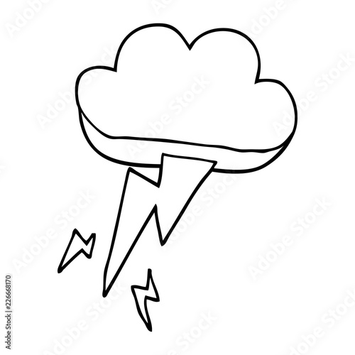 line drawing cartoon thunder and lightening