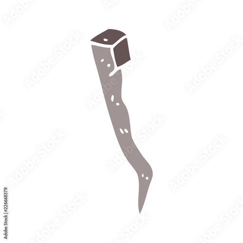 cartoon doodle old bent iron nail