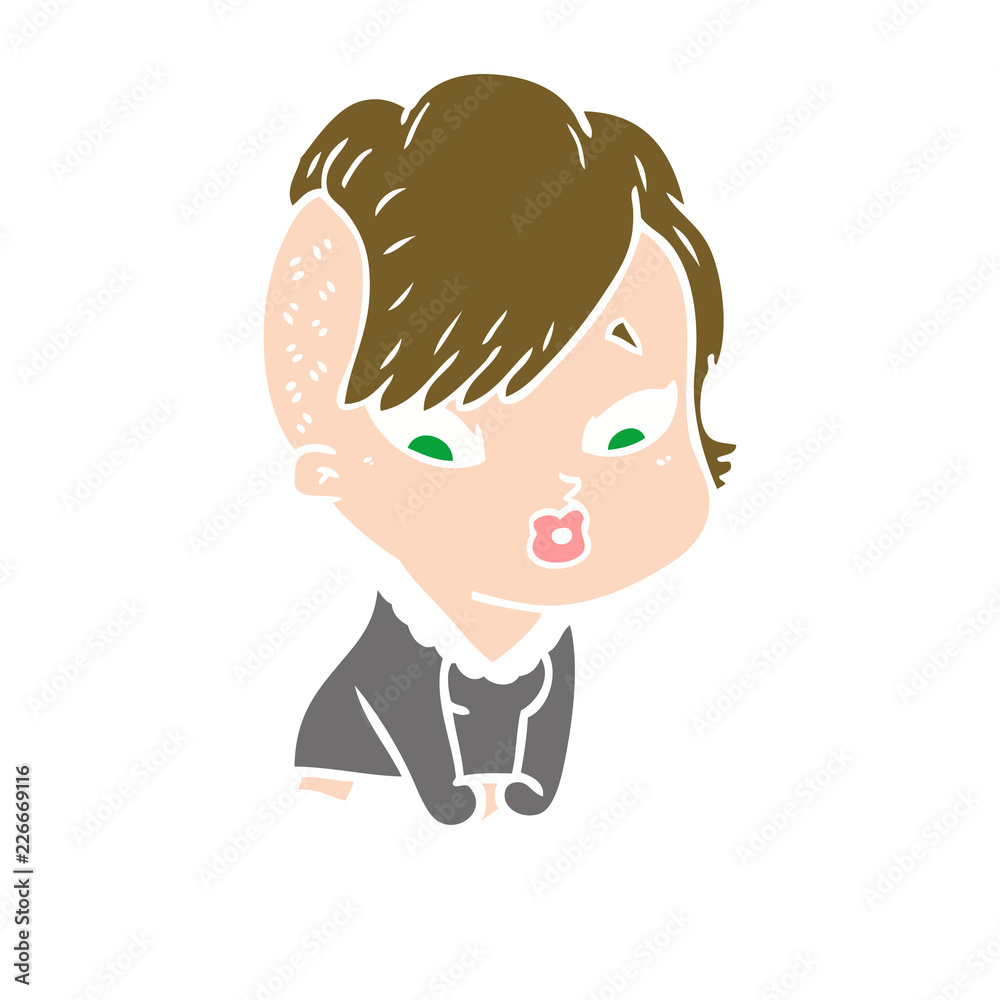 flat color style cartoon surprised girl flat color style cartoon surprised girl