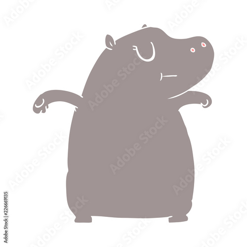 flat color style cartoon hippo