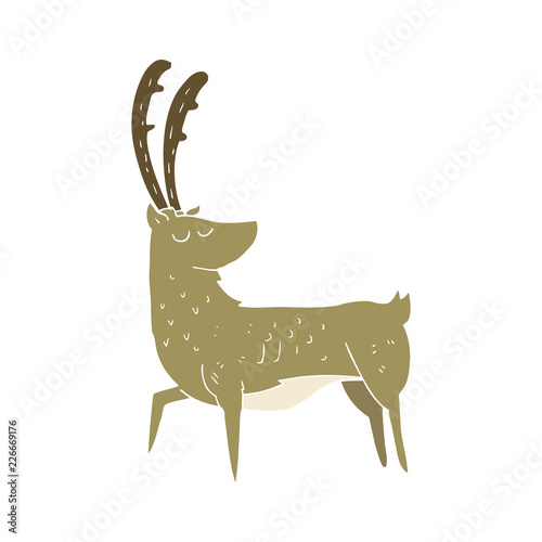 flat color illustration of a cartoon manly stag