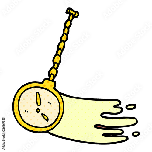 cartoon doodle swinging gold watch