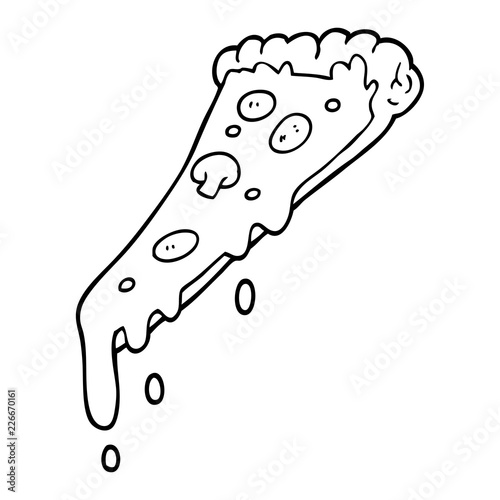 line drawing cartoon pizza slice
