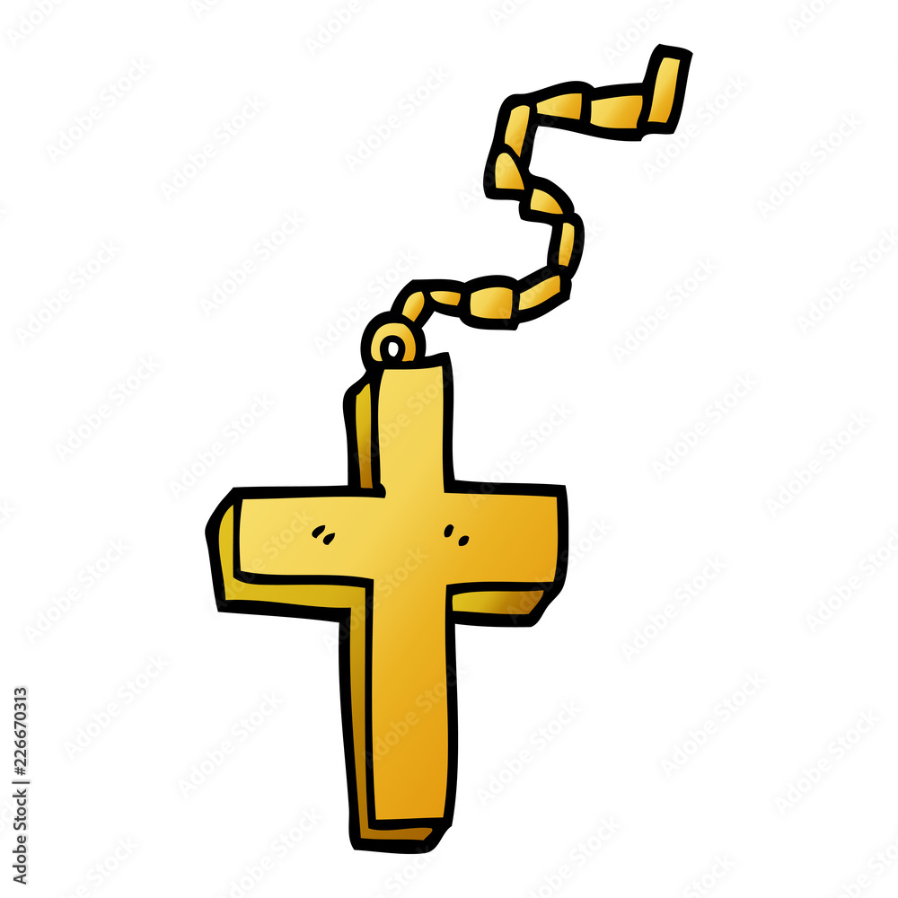 Obraz premium cartoon doodle gold crucifix
