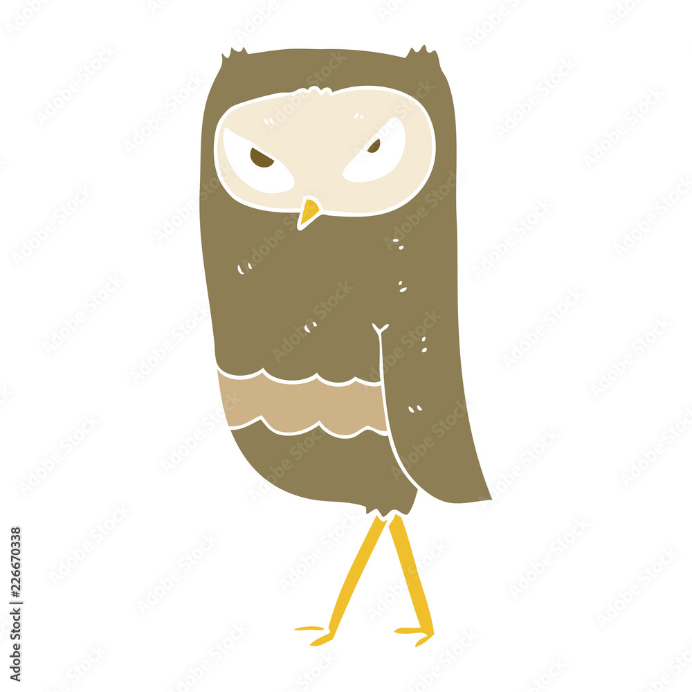 flat color illustration of a cartoon owl flat color illustration of a cartoon owl