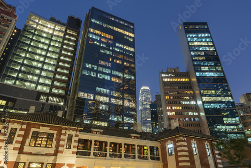 Photography Skyline of Hong Kong city at dusk