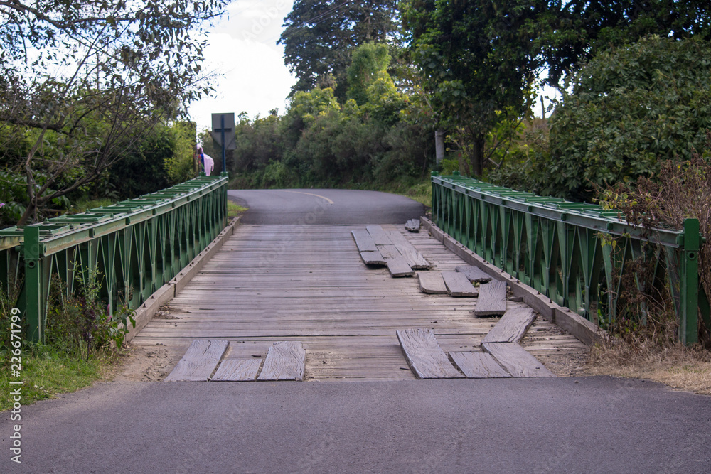bridge repaired with boards