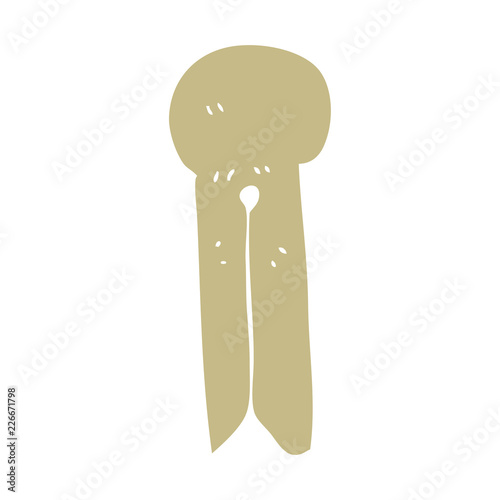 flat color illustration of a cartoon old style wooden peg