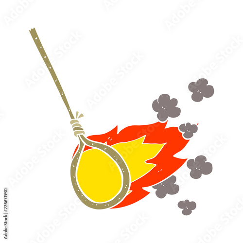 flat color illustration of a cartoon flaming noose