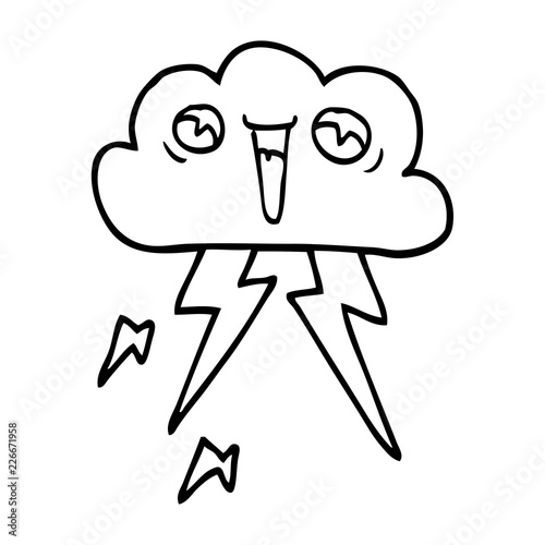 line drawing cartoon lightening cloud