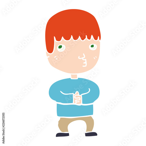 flat color style cartoon man thinking