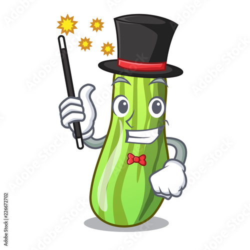 Magician fresh vegetable zucchini isolated on mascot