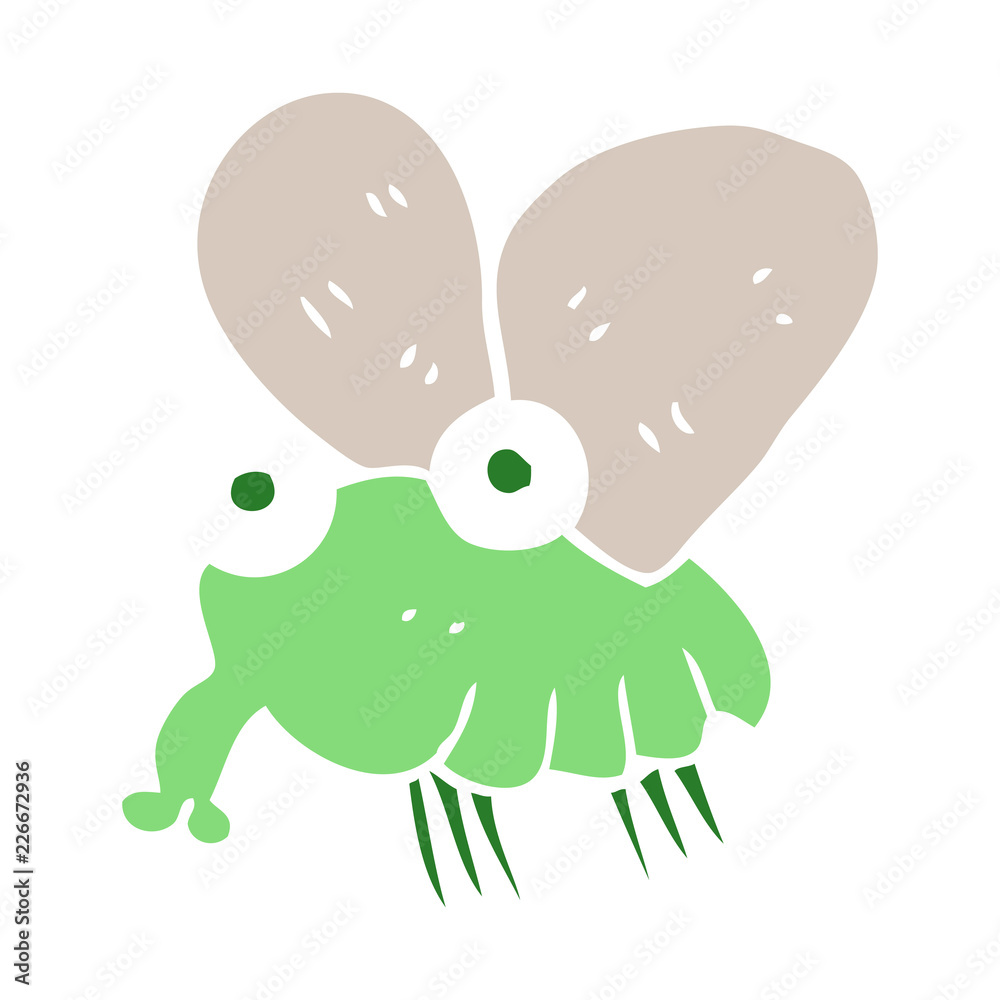 flat color illustration of a cartoon fly