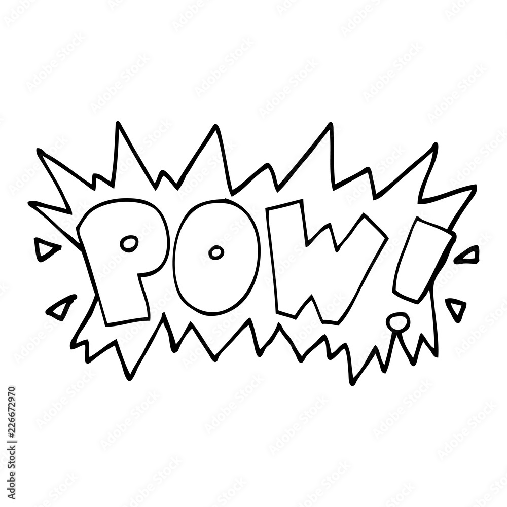 Obraz premium line drawing cartoon word pow