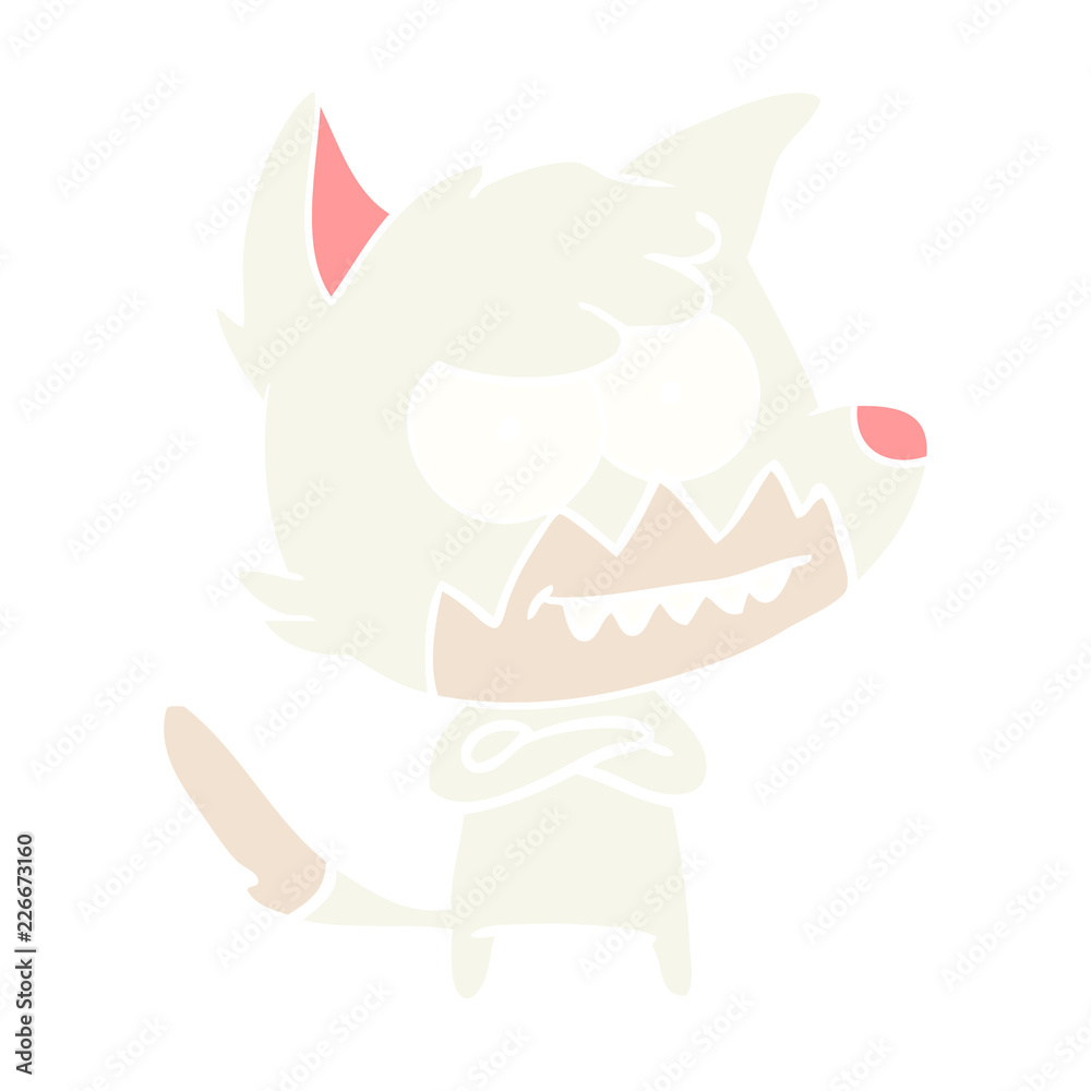 flat color style cartoon grinning fox flat color style cartoon grinning fox