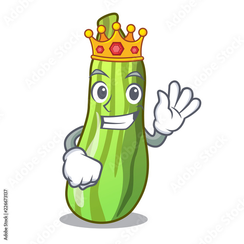 King fresh vegetable zucchini isolated on mascot