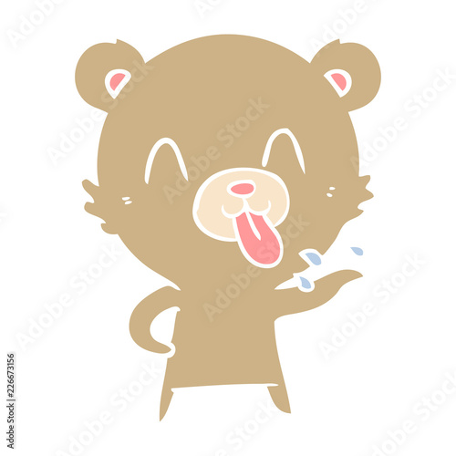 rude flat color style cartoon bear