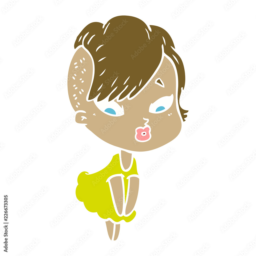 flat color style cartoon surprised girl flat color style cartoon surprised girl