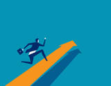 Businessman running on arrow. Concept business vector. Direction, Growth, Up.