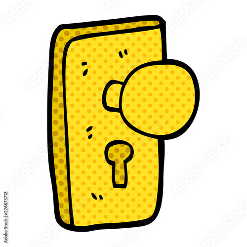 cartoon doodle door handle with keyhole