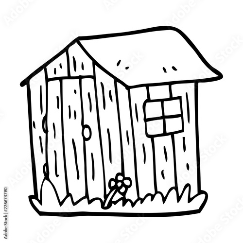 line drawing cartoon wooden shed
