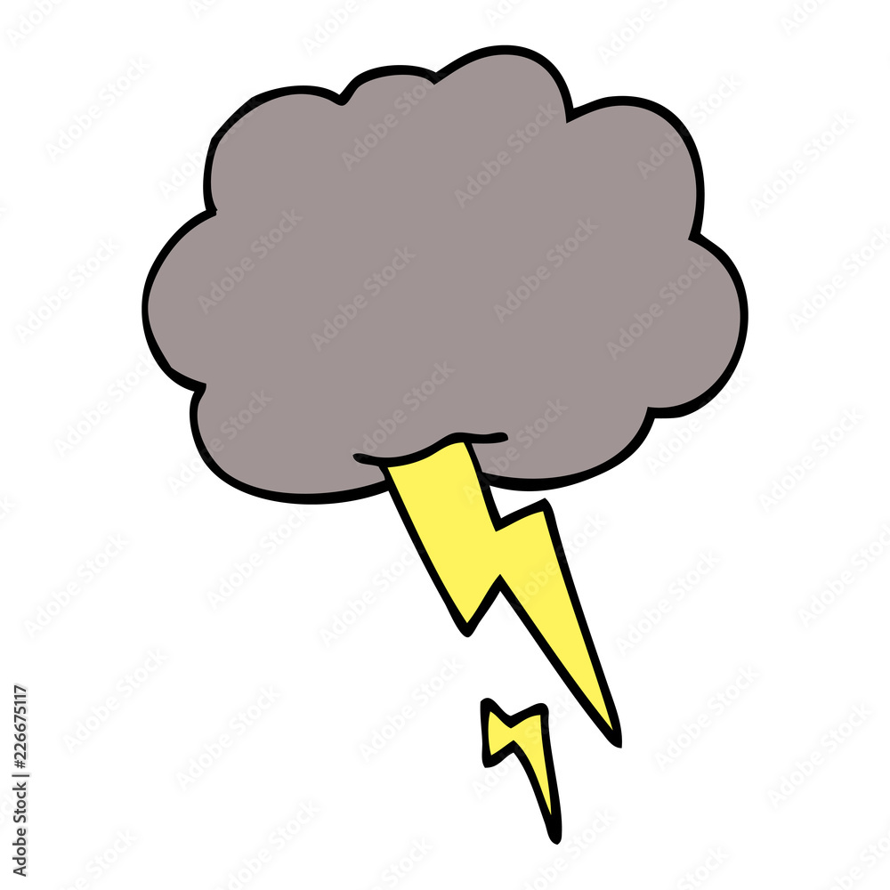 cartoon doodle storm cloud with lightning cartoon doodle storm cloud with lightning