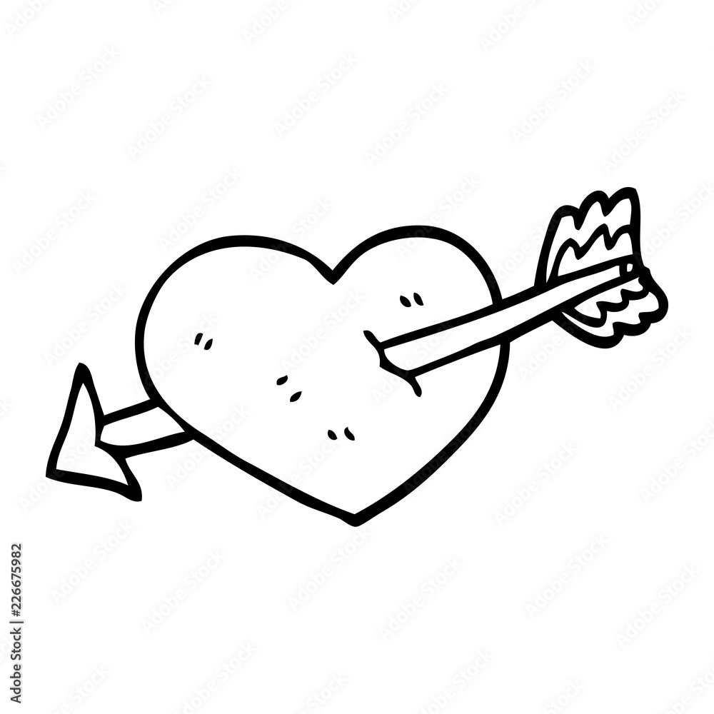 line drawing cartoon heart shot through with arrow line drawing cartoon heart shot through with arrow