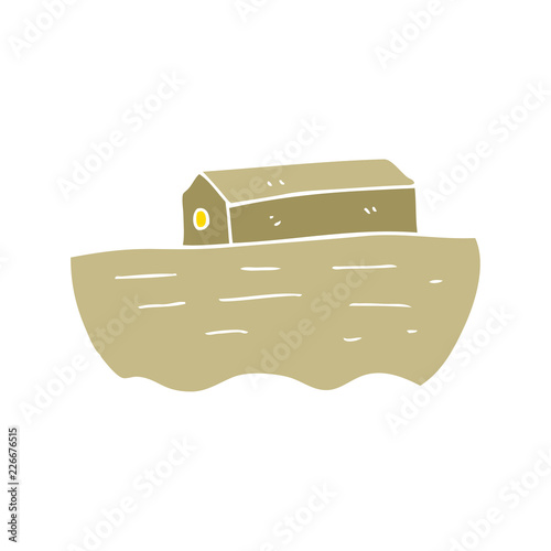 flat color illustration of a cartoon noah's ark