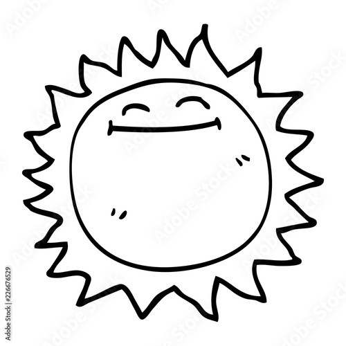 line drawing cartoon shining sun