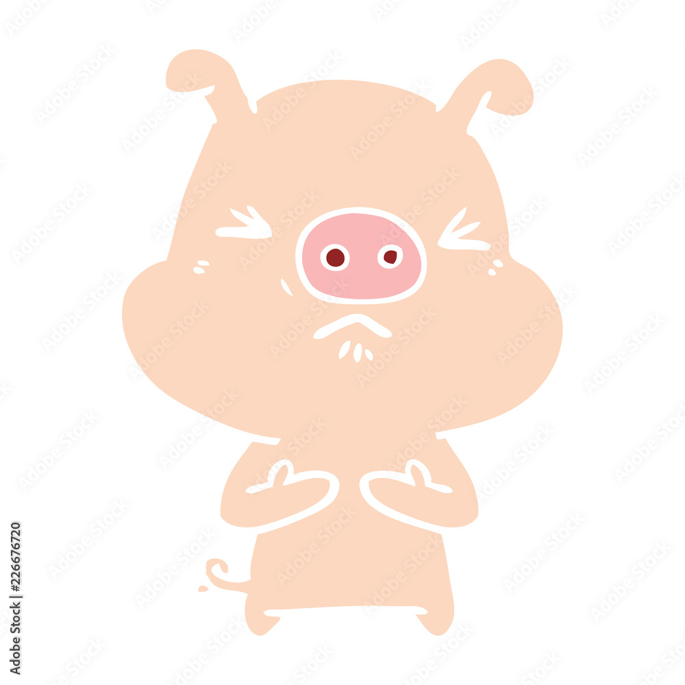flat color style cartoon angry pig flat color style cartoon angry pig