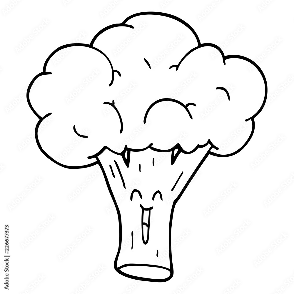 line drawing cartoon broccoli