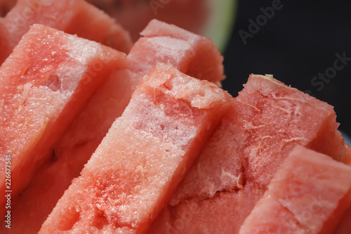 Sliced pieces of watermelon. Close-up
