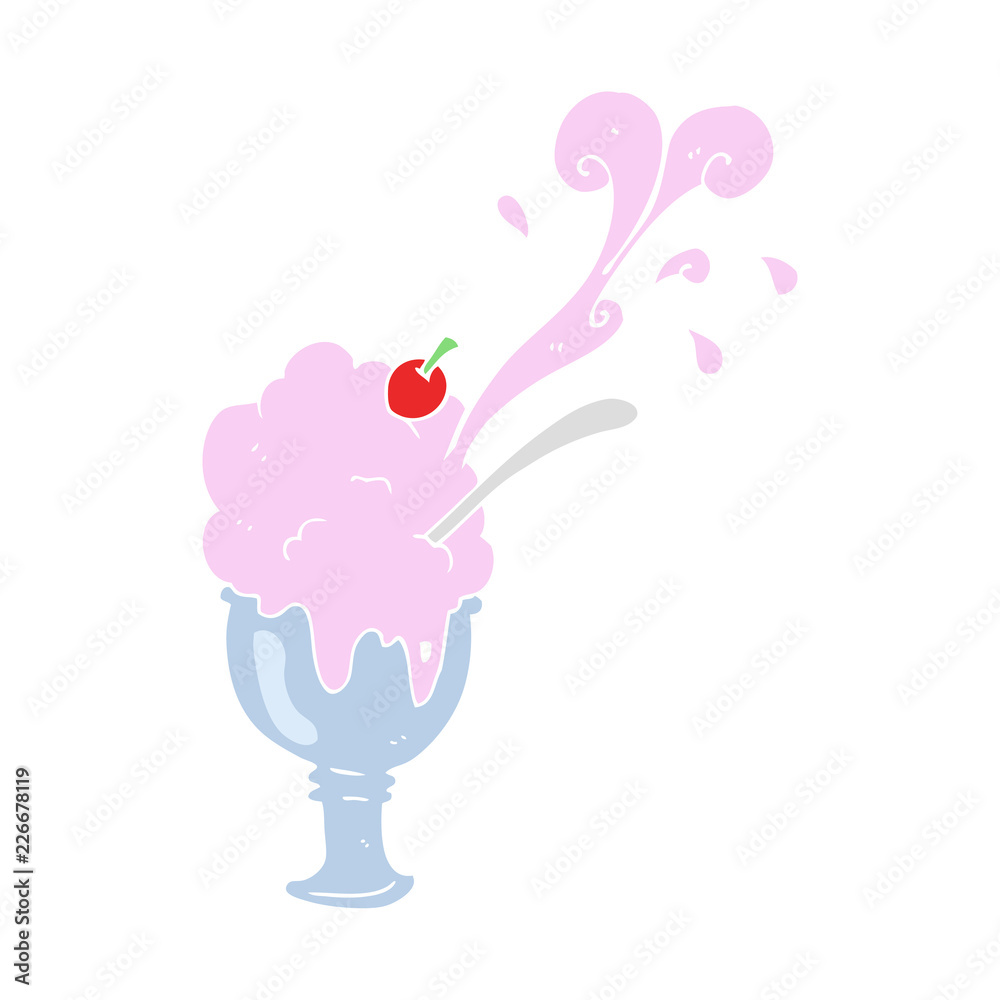 flat color illustration of a cartoon ice cream flat color illustration of a cartoon ice cream