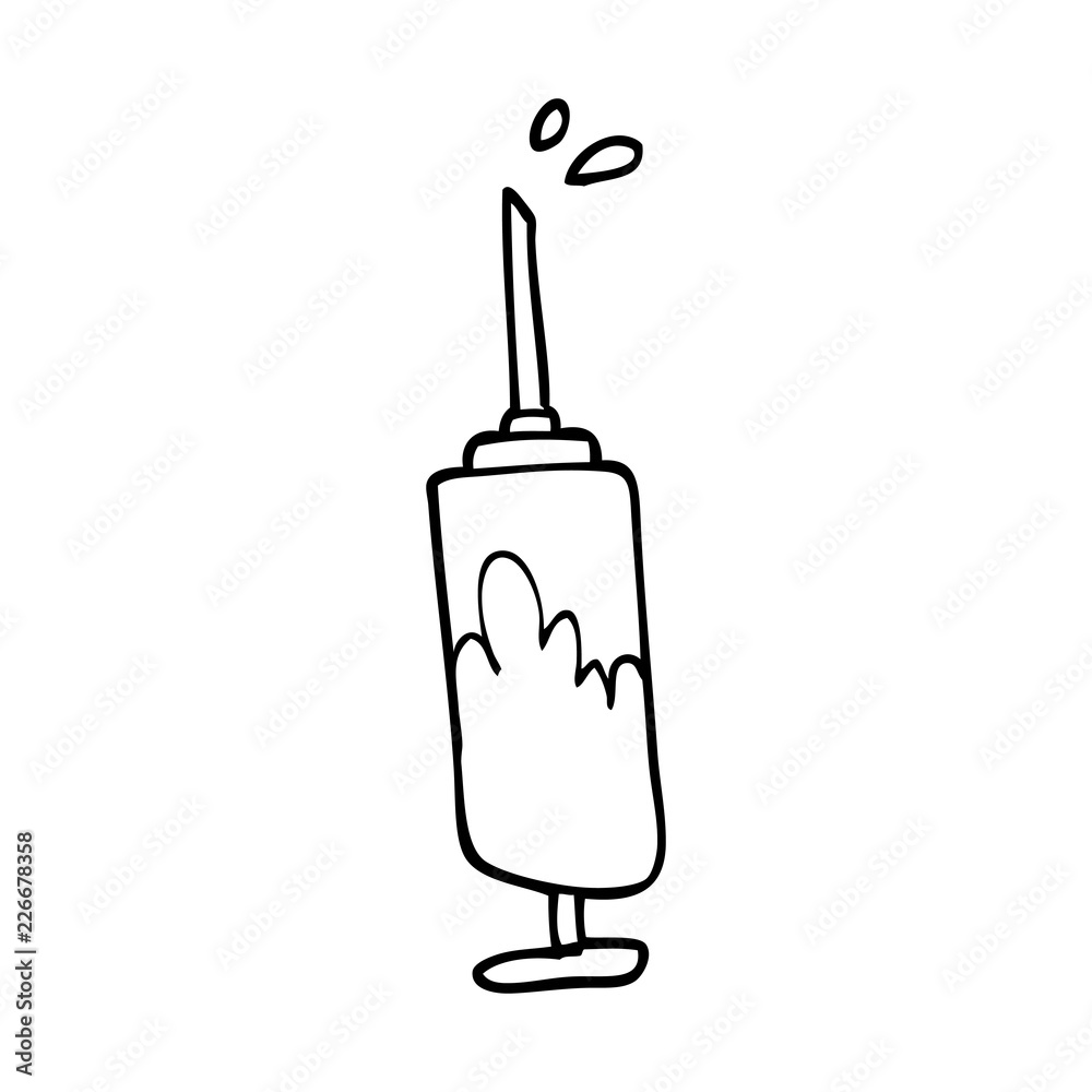 line drawing cartoon needle full of blood line drawing cartoon needle full of blood